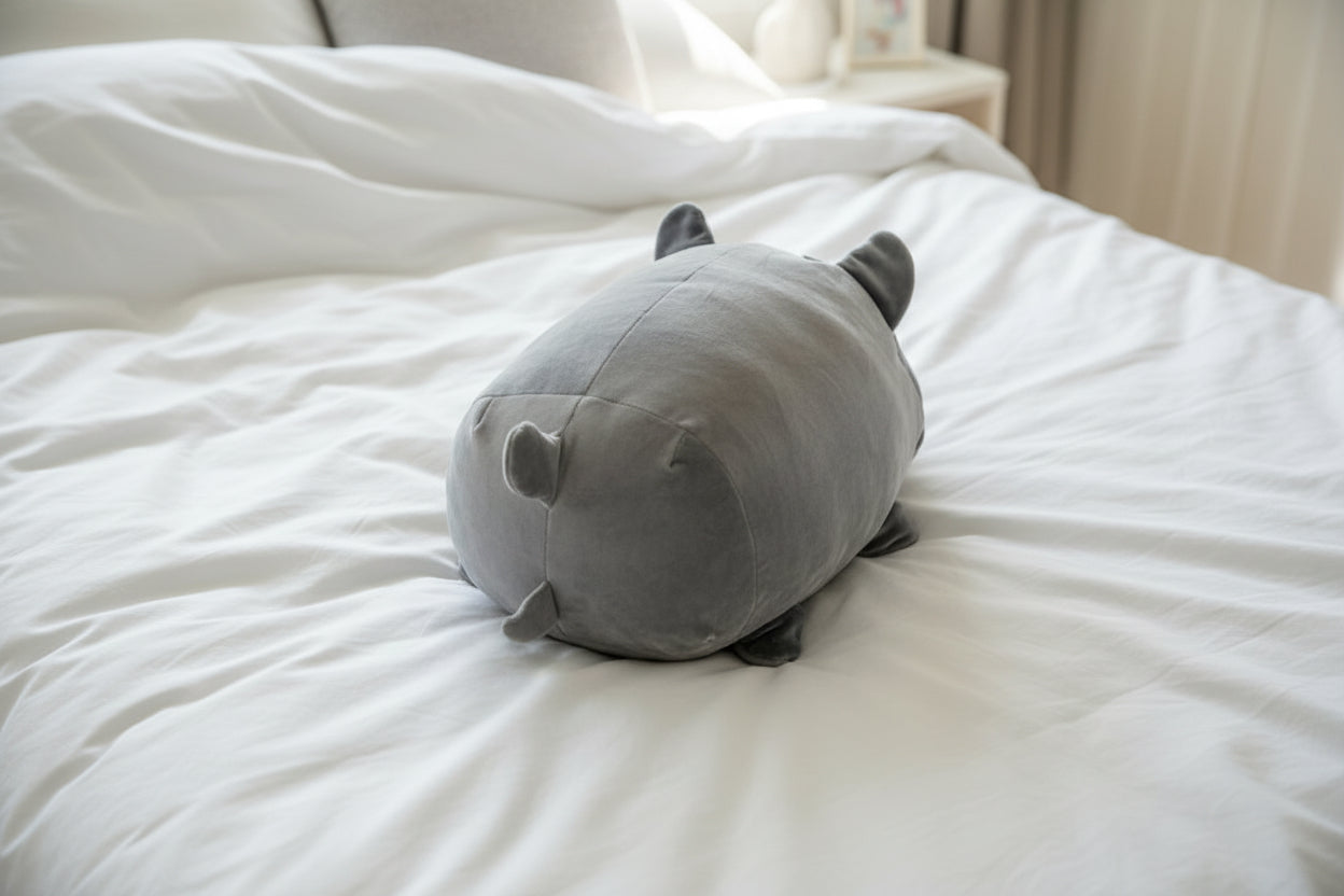 Plush polyester cushion, dog character, 30x30 cm, PETS collection, grey with blue eyes, XZYJ63368