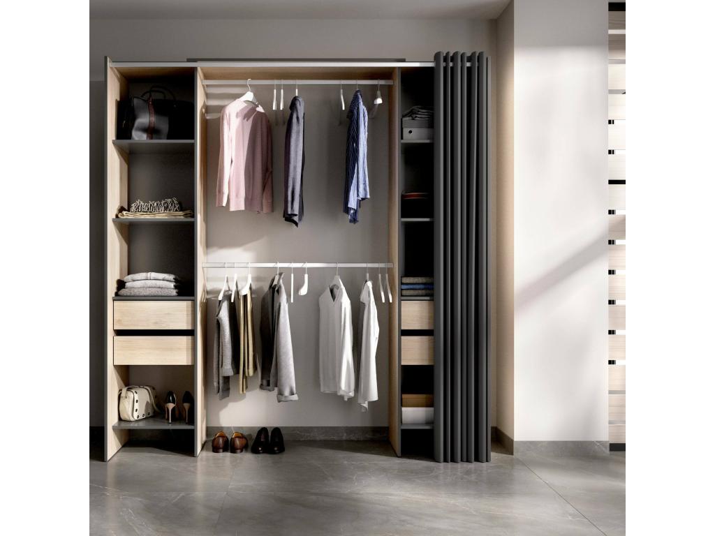 Boislis Wardrobe Structure for dressing room Open hanger 180x50h205 cm Oak and Anthracite HJMD93724