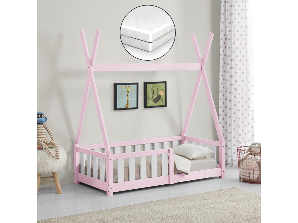 Mobenze Bed with Helsingborg Orthopedic Mattress, Pink, 140x70 cm, Mobenze MVQI09608