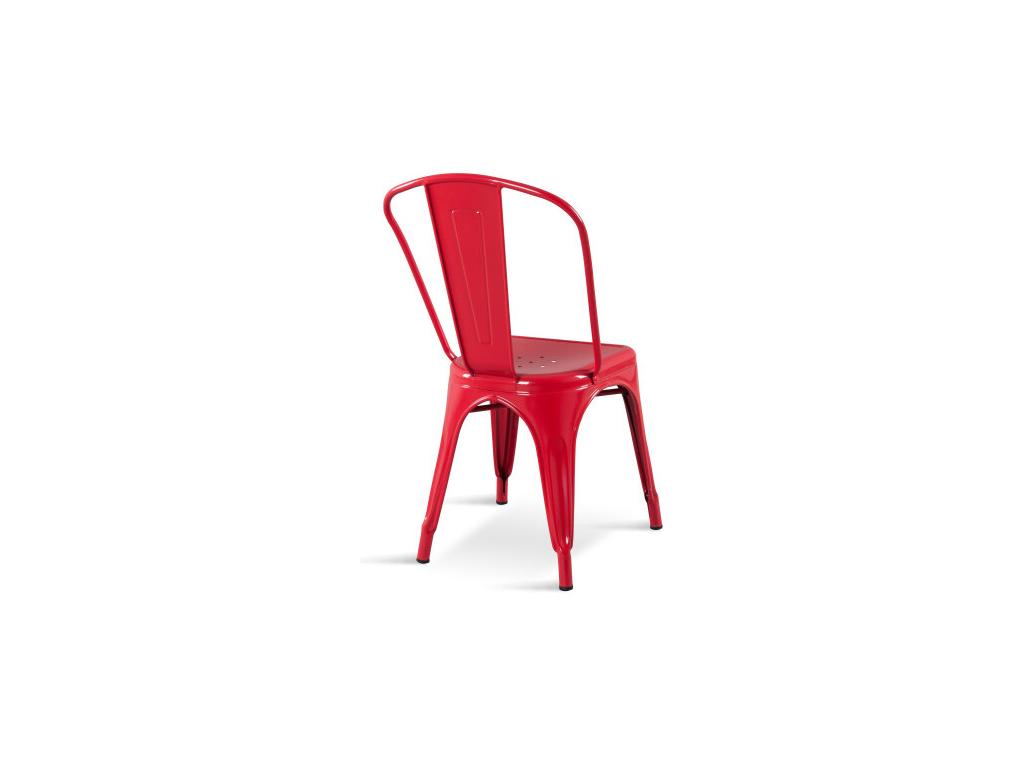 Set of 4 industrial-style red metal chairs - Glossy finish EJOI67144