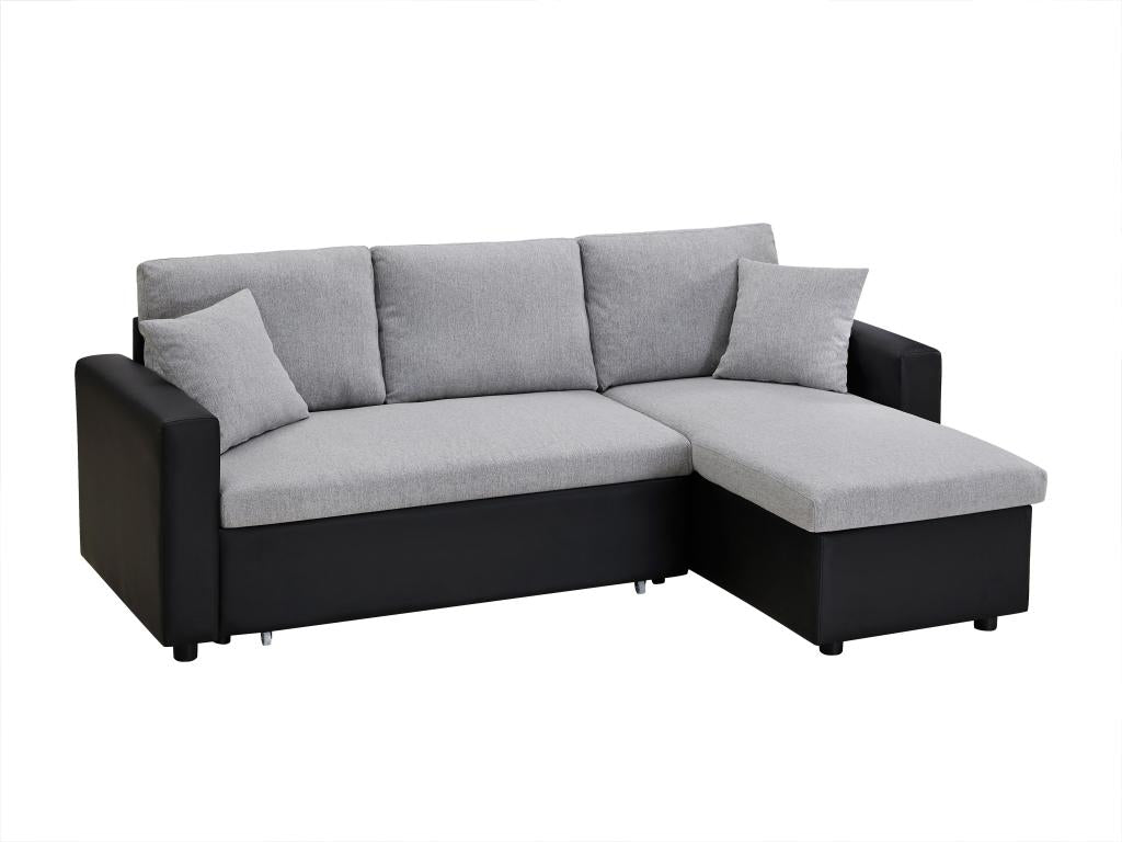 Mobenze II VVDQ67009 Convertible and Reversible Corner Sofa in Light Grey and Black Fabric