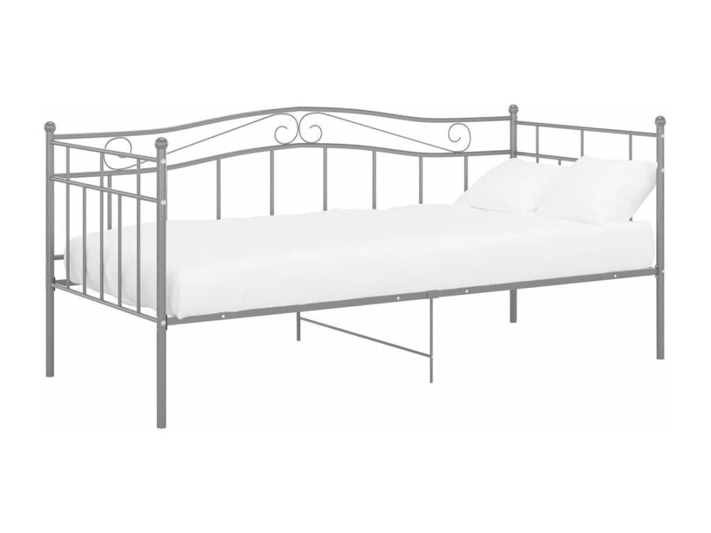 Sofa bed frame without mattress, grey metal, 90x200 cm, ETQK67226