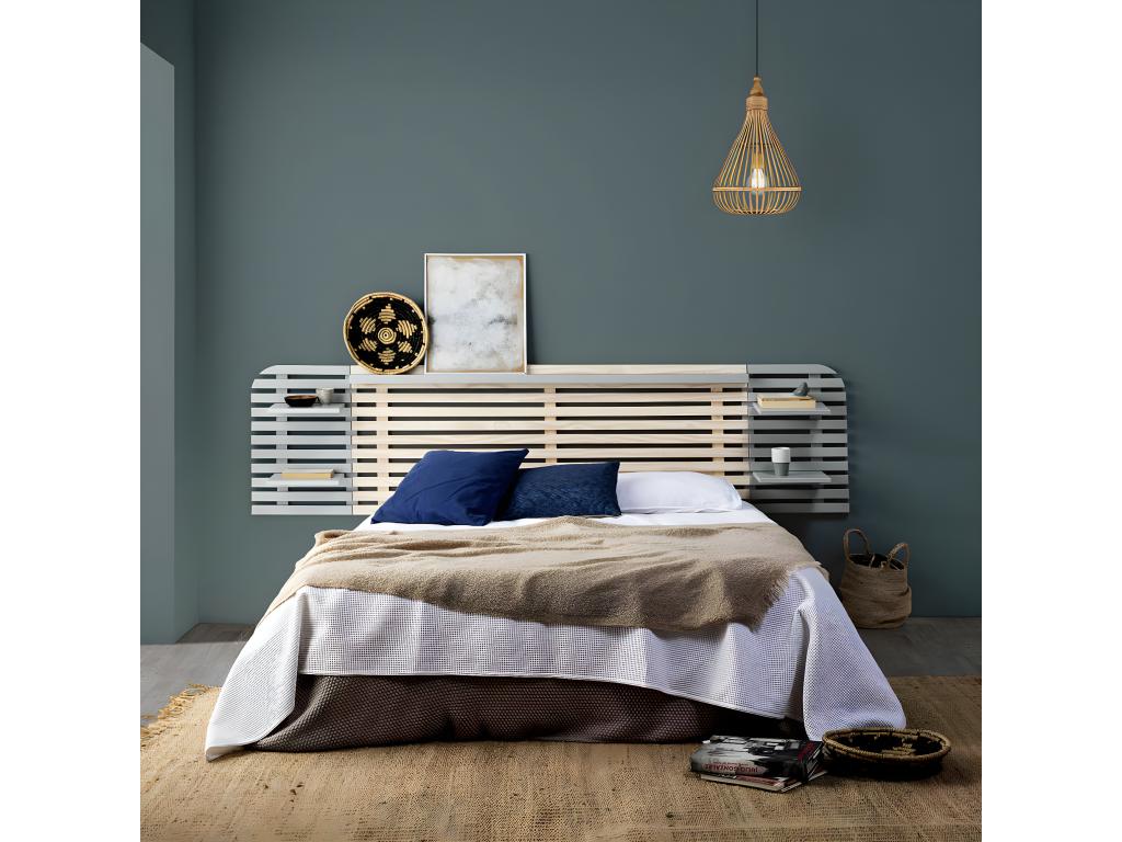 Mobenze - Headboard L.240cm Solid Natural and Grey Mobenze SQAG41394