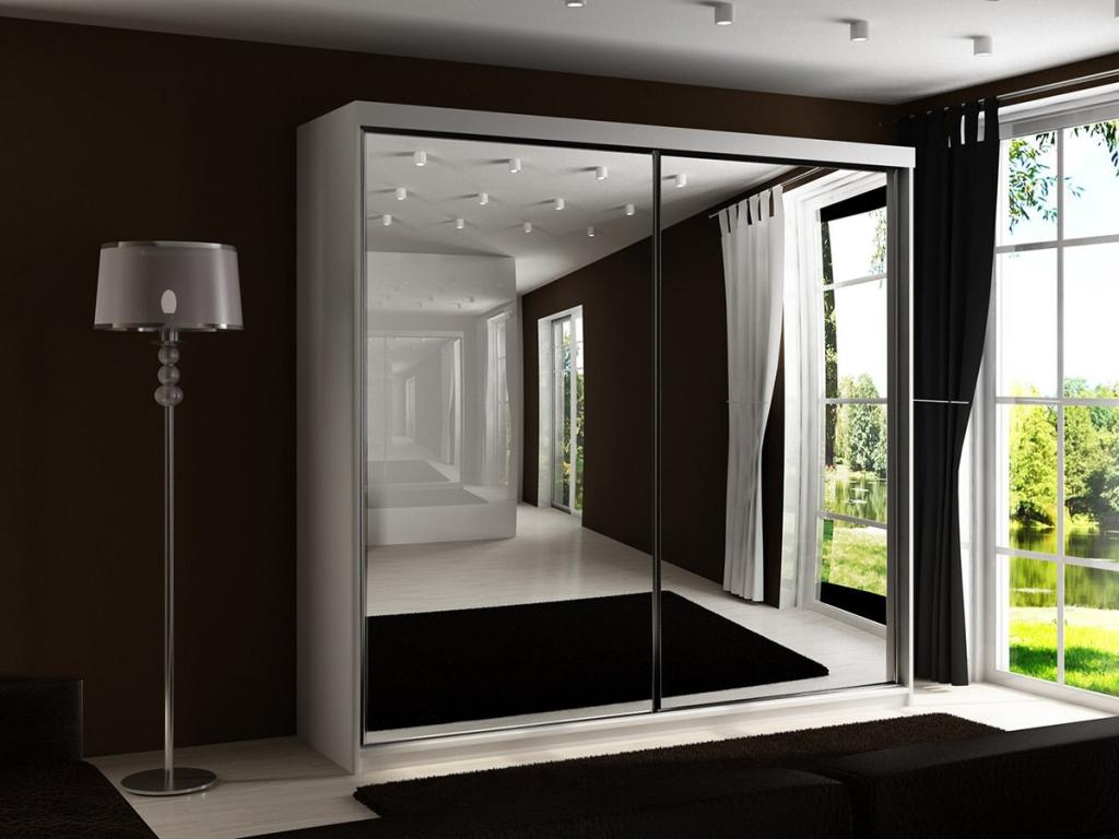 Boislis 106 White Wardrobe 200x200x62cm Sliding Wardrobe Doors EYGH27225