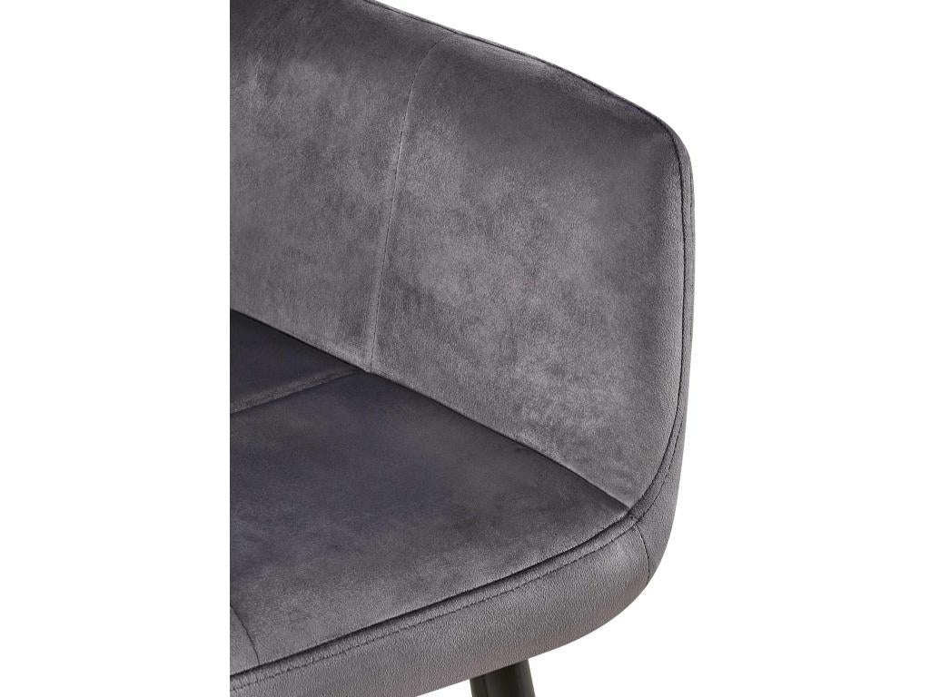 Set of 4 chairs with armrests - Velvet / Matte black metal - Grey - Boislis BQIT92630