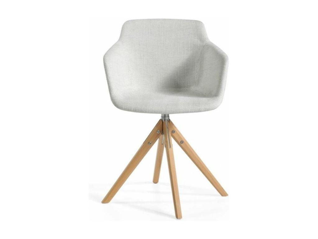 Swivel chair in fabric with light solid ash legs, Boislis color - Boislis 30 VLDH27011