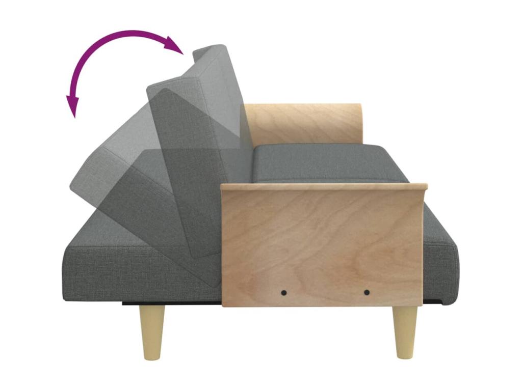 2-seater sofa bed with pillows and footstool, dark grey QRJW62216