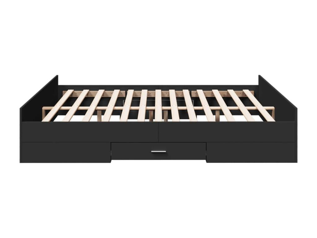 Bed frame with drawers, black, 200x200 cm, engineered wood, SYXI80192