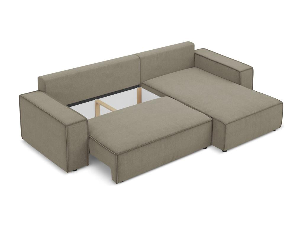 Right-hand corner sofa bed in textured fabric - dark beige - Boislis XGKK93993