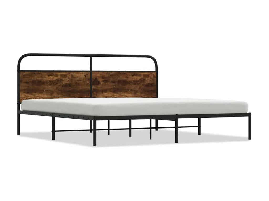 Metal bed frame without mattress, smoked oak, 200x200 cm SHNO05624