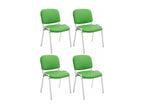 Set of 4 Conference Chairs - Faux Leather / Chrome Metal - Green - Boislis EZVT27629