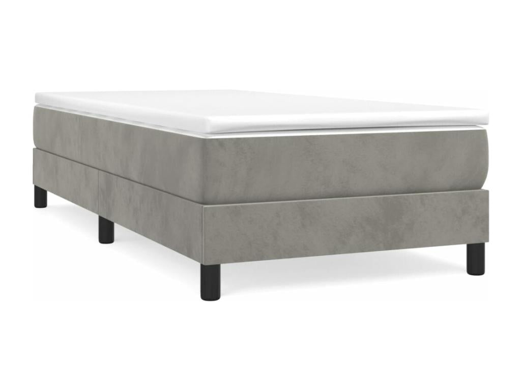Boislis bed base and light grey 90x190 cm velvet mattress VBYD28387