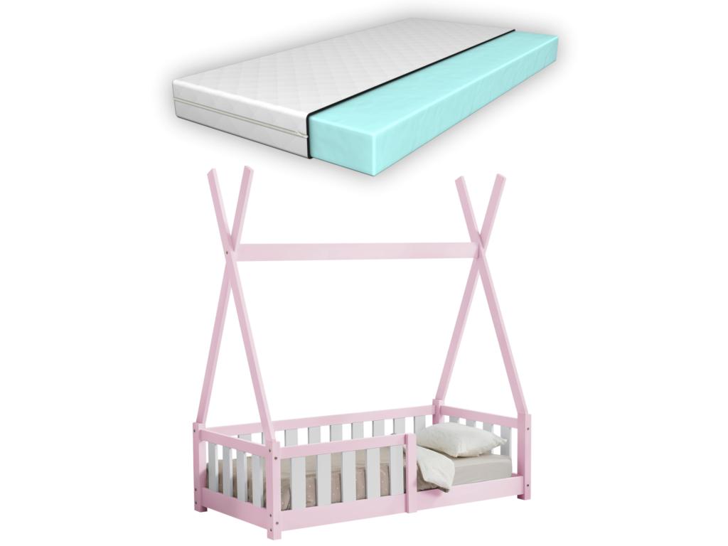 Mobenze Bed with Helsingborg Orthopedic Mattress, Pink, 140x70 cm, Mobenze MVQI09608