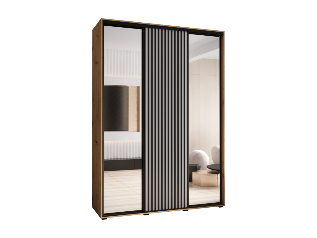 Mobenze 2 Sliding Door Wardrobe 205.2/180/60 3 Doors Mobenze/White BLJN41223