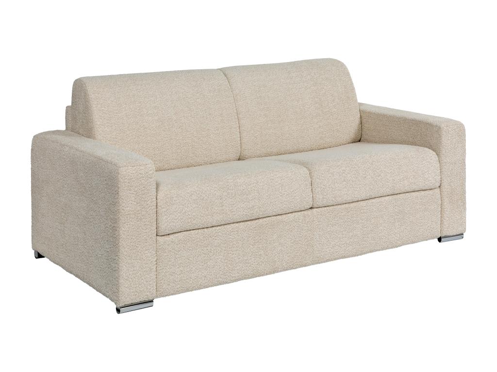 3-seater sofa bed with express convertible beige boucle fabric - 140 cm sleeping area - 14 cm mattress - Boislis PAUG99267