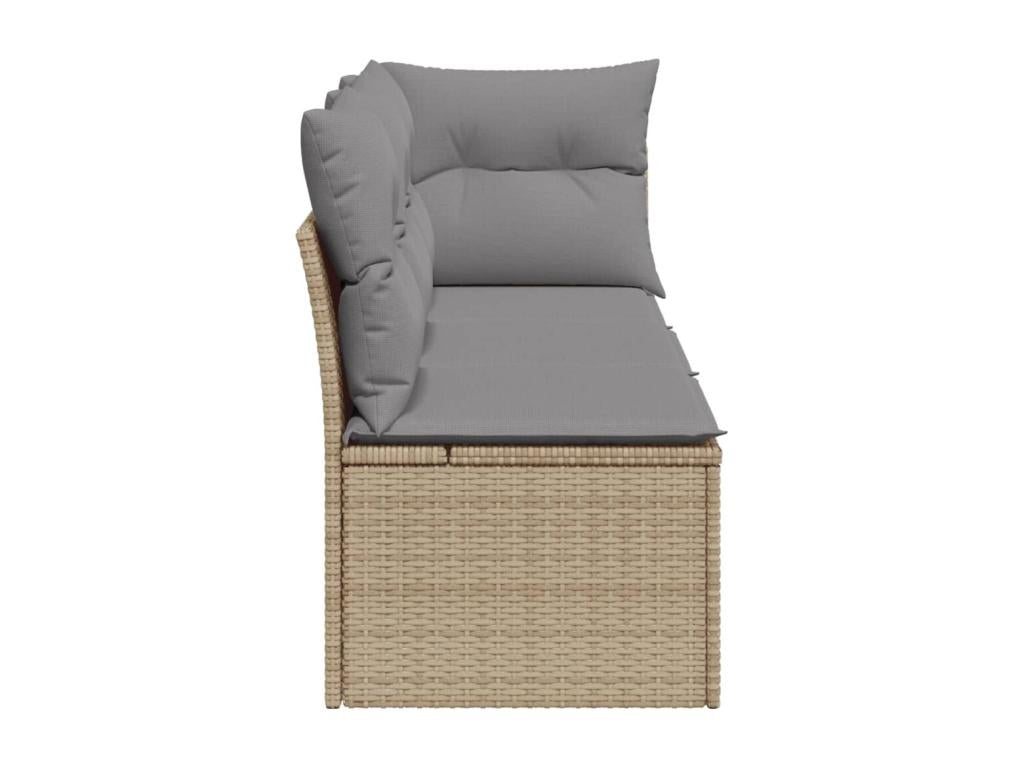 Garden sofa with cushions, 3-seater beige woven resin UEQL61593