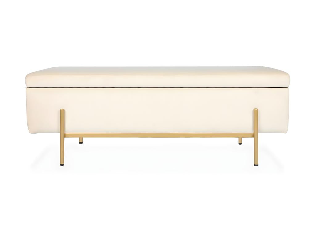 Boislis storage bench in beige velvet with gold legs UBES75716
