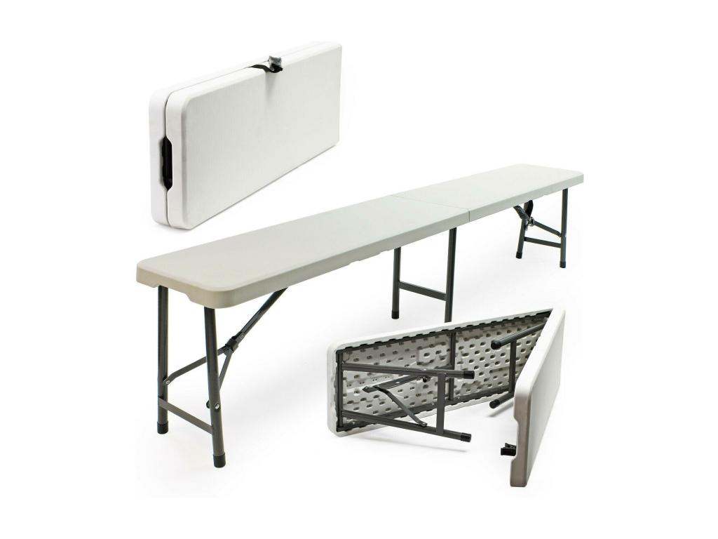 White folding camping bench 180x29x43 cm 16 0002207 GJIS01378
