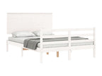 Bed frame with white headboard, 120x200 cm, solid wood, MRQZ40406