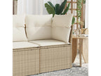 Garden corner sofa with beige cushions, woven resin, YOMO55170