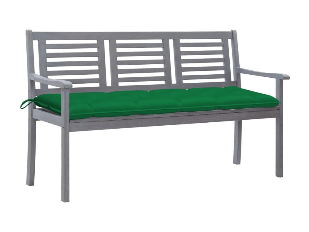 3-seater garden bench with cushion, 150 cm, Eucalyptus Grey HHXN51672