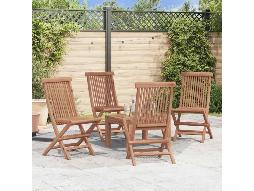 Mobenze Solid Teak Folding Garden Chairs, Set of 4, MSKU42219