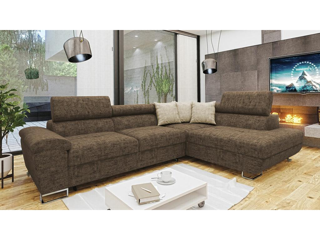 Mobenze 166 Brown Corner Sofa with Sleeping Function and Bedding Box, 270x202x71cm CYYV37482