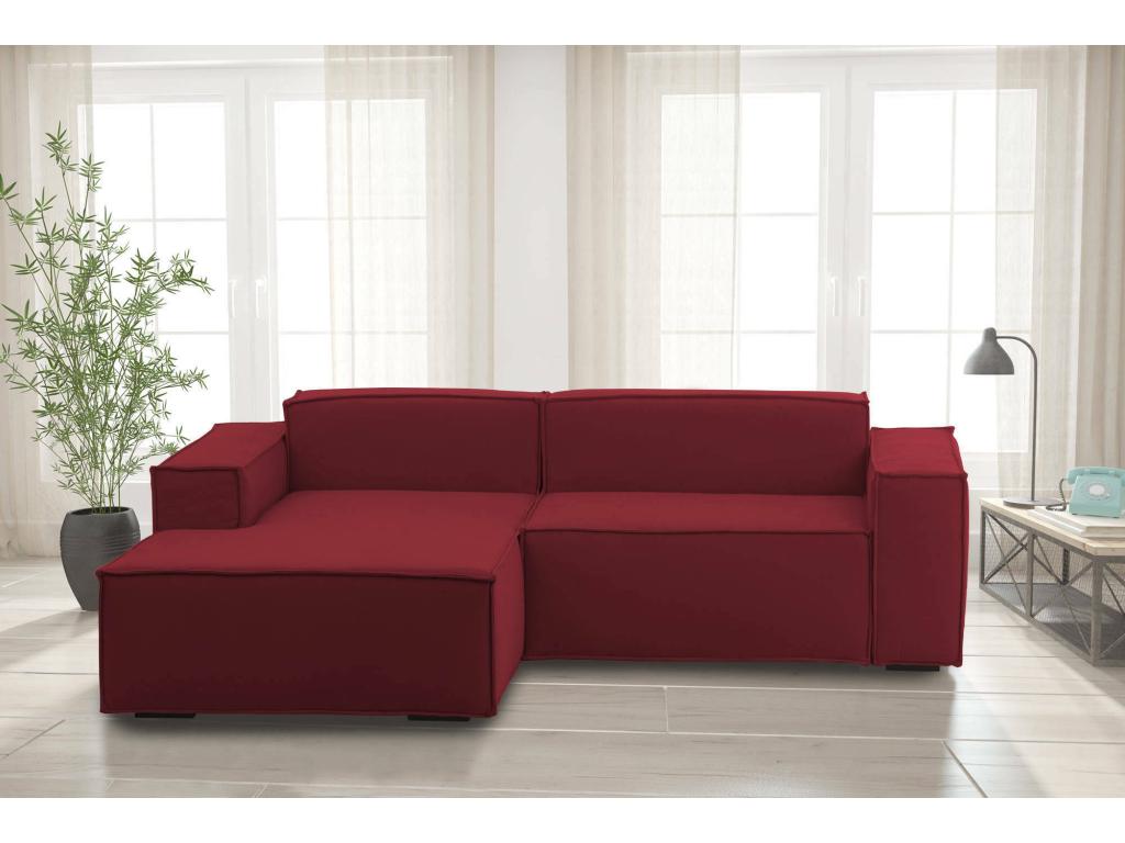 Boislis Fixed Sofa Large Modular 2-Seater Sofa with Left-Hand Peninsula Made in Italy Modern Fabric Sofa 240x170x70 cm Red MNUJ90369