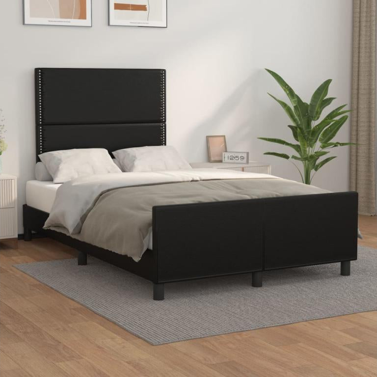 Bed frame with black headboard 120x190 faux leather SMTS99184