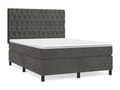 Boislis bed base and mattress, dark grey, 140x200 cm, velvet, NLMS91415