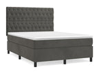 Boislis bed base and mattress, dark grey, 140x200 cm, velvet, NLMS91415