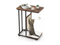 Cat tree and side table with scratching mat and hanging ball, brown KXBQ86336