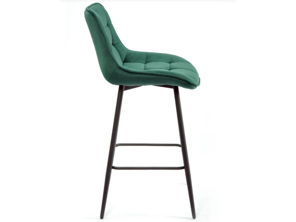 Boislis high chair with green velvet upholstery and black steel legs - Set of 2 XAYP70678