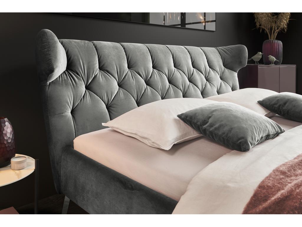 Bed - Grey Velvet - CHARME FJKX29598