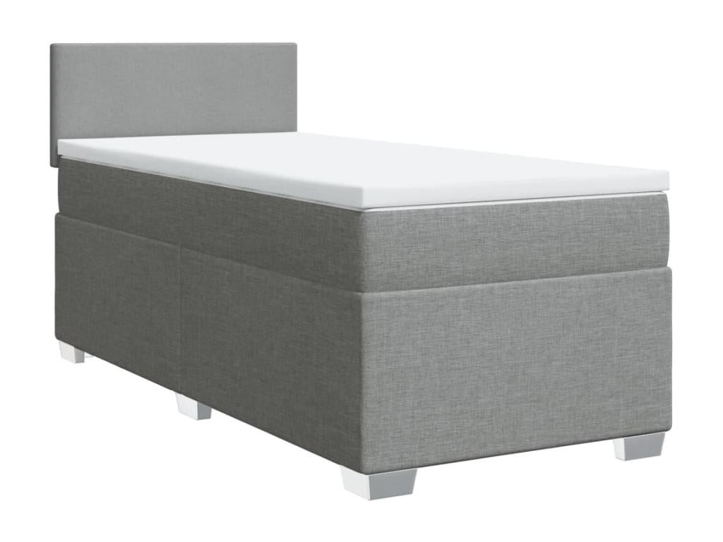 Boislis bed base with light grey mattress 90x200 cm Fabric FWQY98261