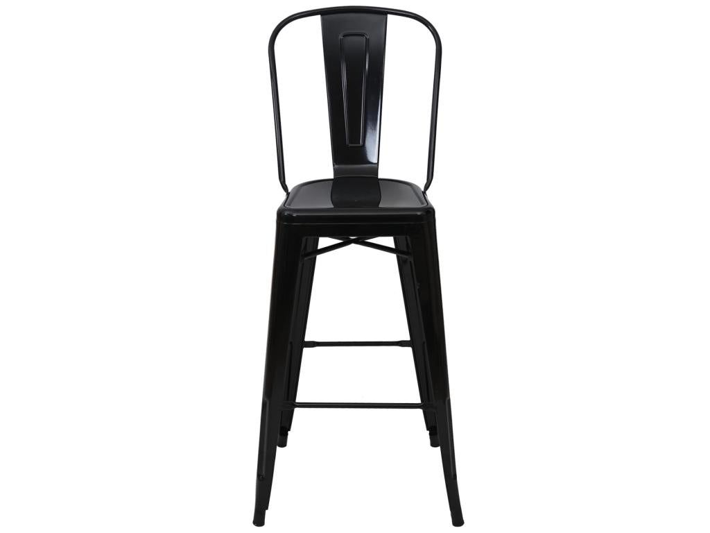 Mobenze-A73 bar stool, counter chair with metal backrest, industrial design - black YSZO90328