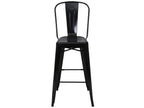 Mobenze-A73 bar stool, counter chair with metal backrest, industrial design - black YSZO90328