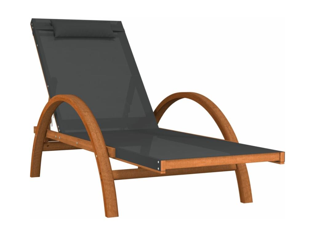 Chaise longue with grey textilene/solid poplar wood cushion MDXI63822