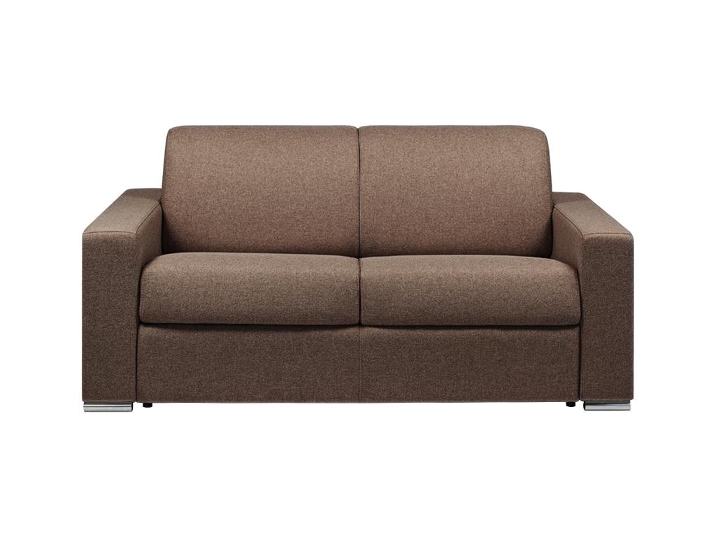 2-seater sofa bed with express conversion in brown fabric - Mobenze sleeping area, 120 cm wide - 14 cm Mobenze mattress ACBP14376
