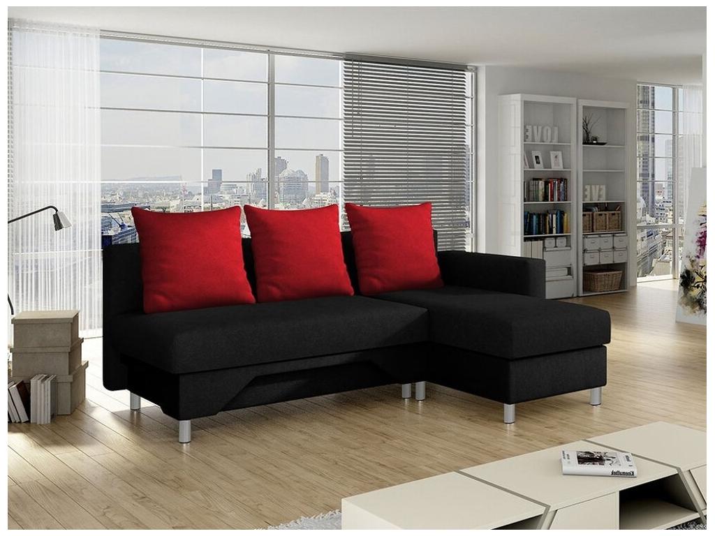 Mobenze 100 Black Corner Sofa with Sleeping Function and Bedding Box, 215x133x95cm BYJP76922