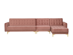 Boislis Modular Corner Sofa Bed, Pink Velvet, 5-Seater, Right-Hand Facing, YYBS14649