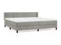 Upholstered bed base and mattress, light grey, 200x200cm, velvet, BJNX31679
