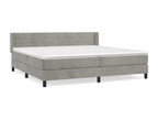 Upholstered bed base and mattress, light grey, 200x200cm, velvet, BJNX31679