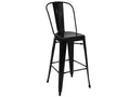 Mobenze-A73 bar stool, counter chair with metal backrest, industrial design - black YSZO90328