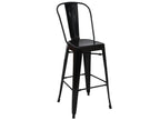 Mobenze-A73 bar stool, counter chair with metal backrest, industrial design - black YSZO90328