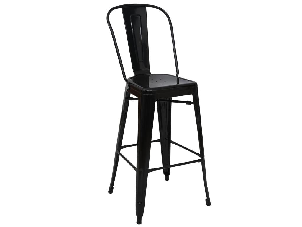 Mobenze-A73 bar stool, counter chair with metal backrest, industrial design - black YSZO90328