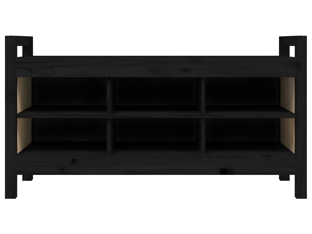 Black entryway bench 110x40x60 cm Solid pine wood GBVQ73256