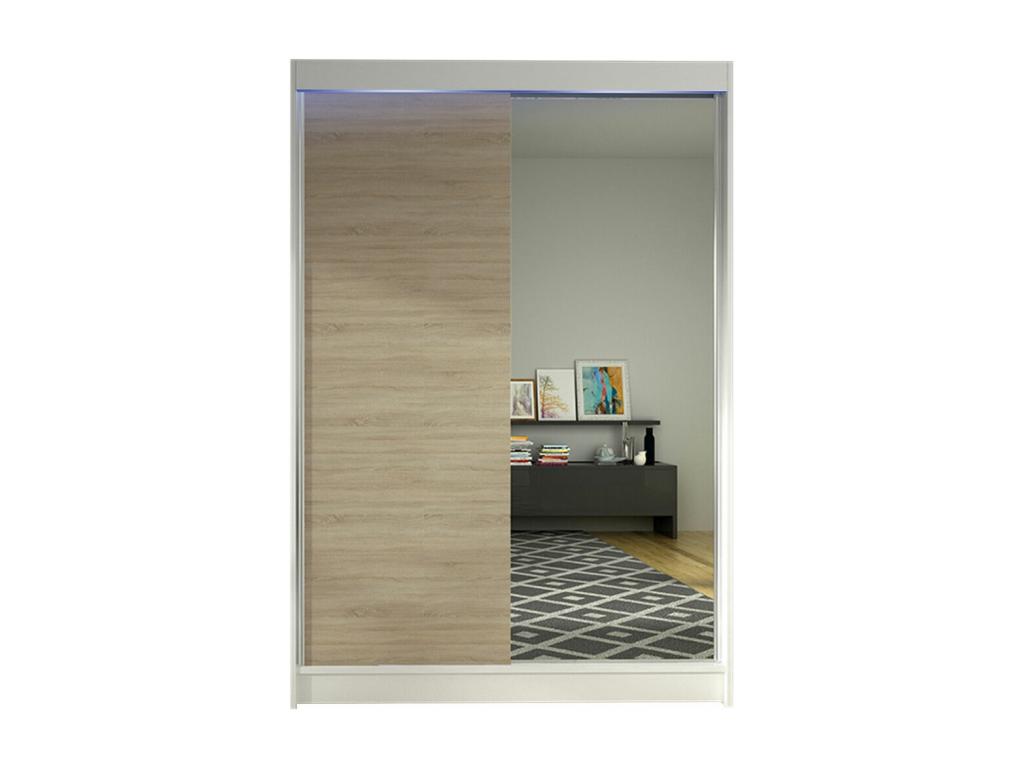 Boislis 147 Wardrobe, Boislis Oak - White, 200x120x58cm, Sliding Wardrobe Doors, UBKV95192