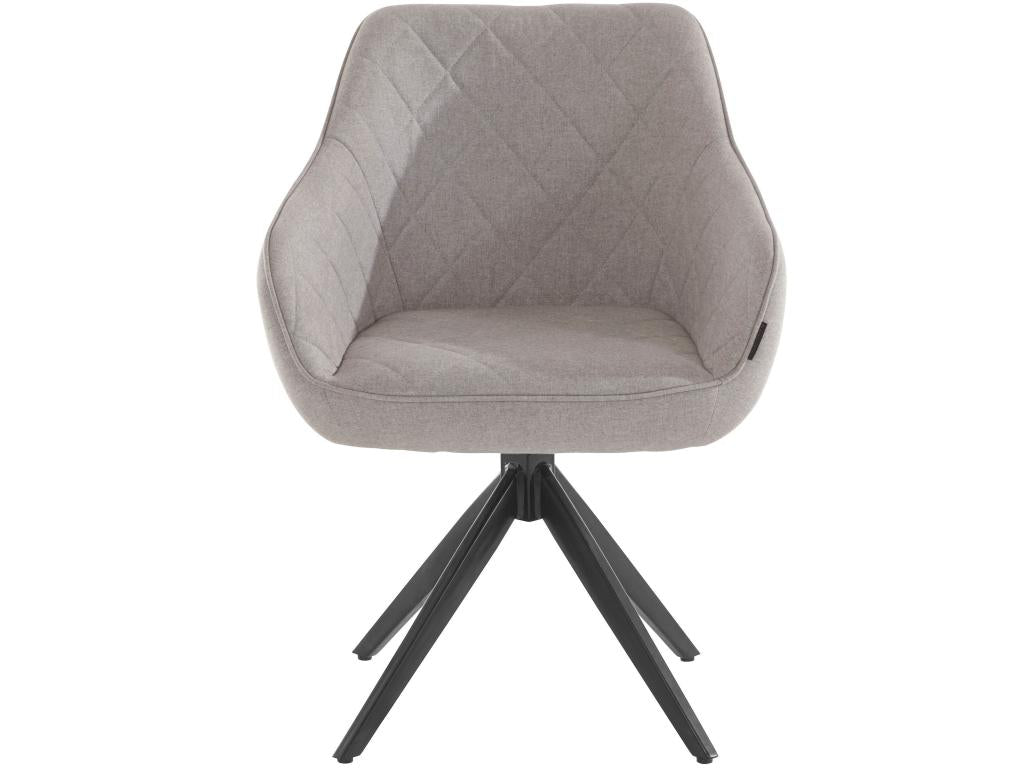 Set of 2 Boislis swivel dining chairs in light grey fabric and velvet OWPN90876