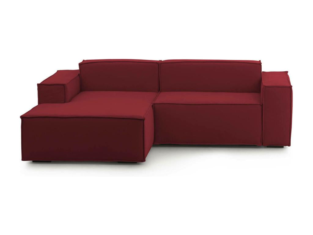 Boislis Fixed Sofa Large Modular 2-Seater Sofa with Left-Hand Peninsula Made in Italy Modern Fabric Sofa 240x170x70 cm Red MNUJ90369